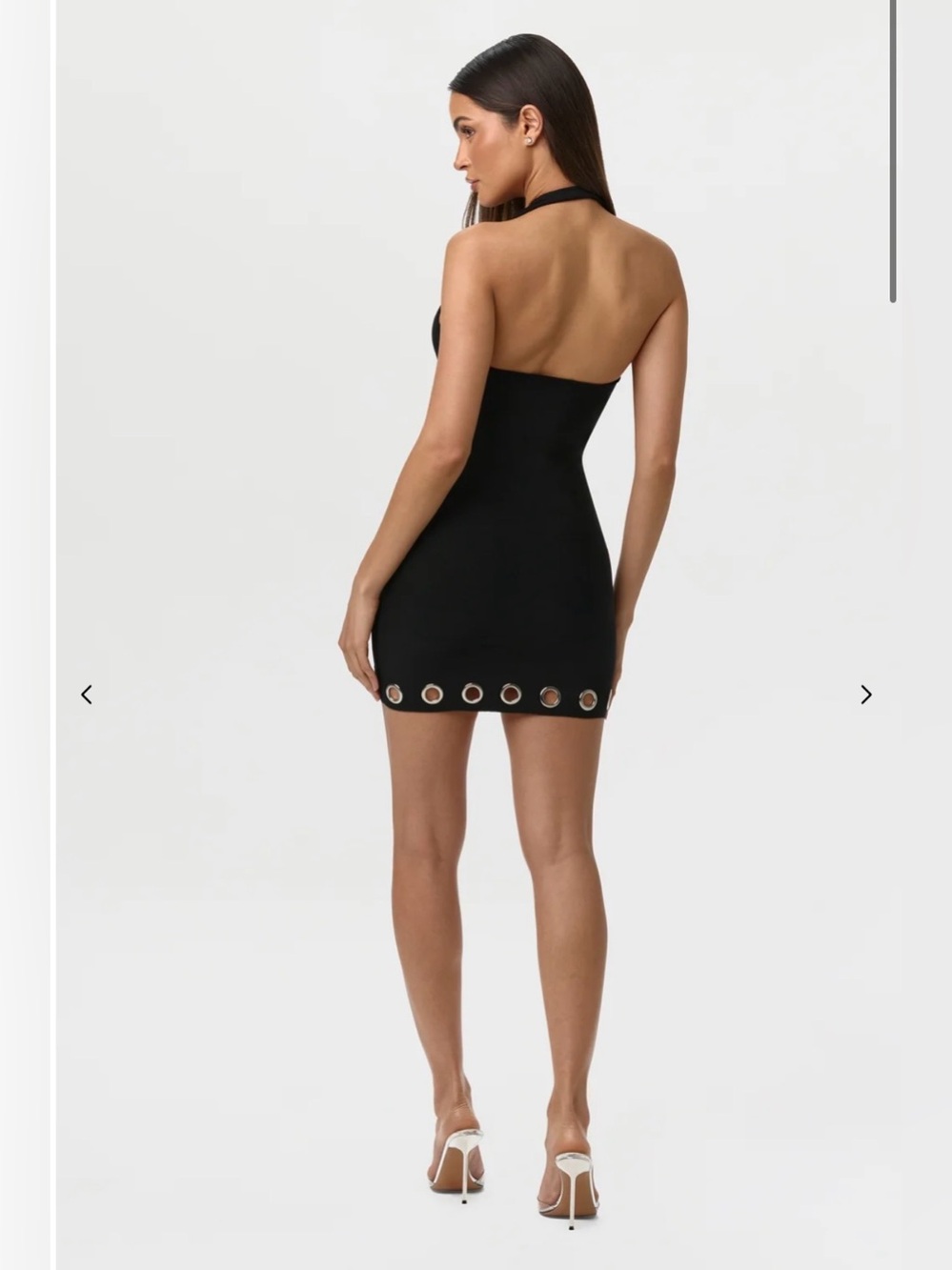 Naked Wardrobe Bandage Halter Grommet Mini Dress Black - Picture 3 of 12